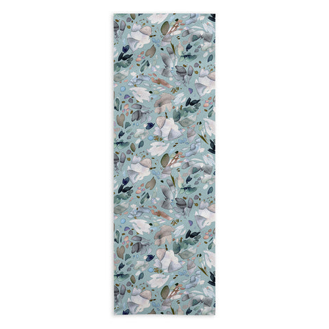 Ninola Design Abstract texture floral Blue Yoga Towel