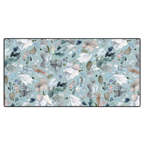 Ninola Design Abstract texture floral Blue Desk Mat