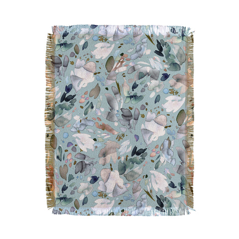 Ninola Design Abstract texture floral Blue Throw Blanket