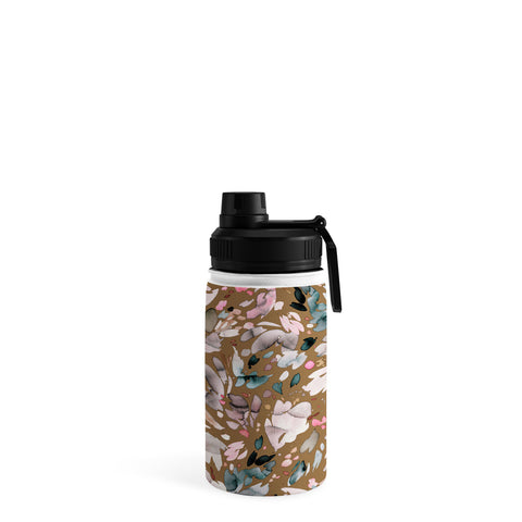 Ninola Design Abstract texture floral Gold Water Bottle