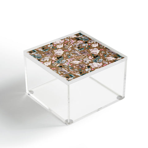 Ninola Design Abstract texture floral Gold Acrylic Box