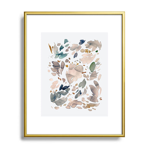 Ninola Design Abstract texture floral Gold Metal Framed Art Print