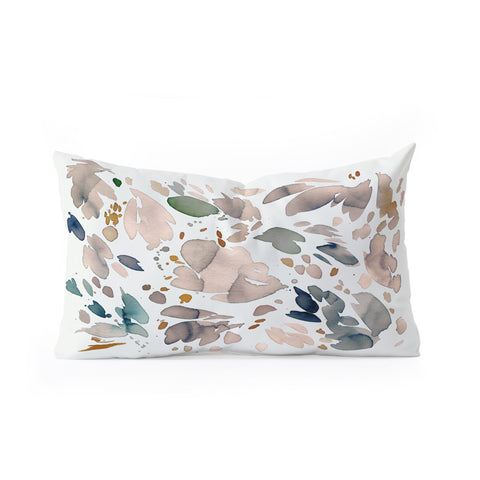 Ninola Design Abstract texture floral Gold Oblong Throw Pillow