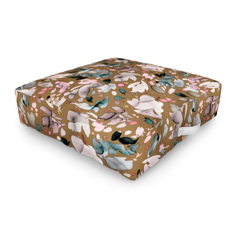 Ninola Design Abstract texture floral Gold Outdoor Floor Cushion