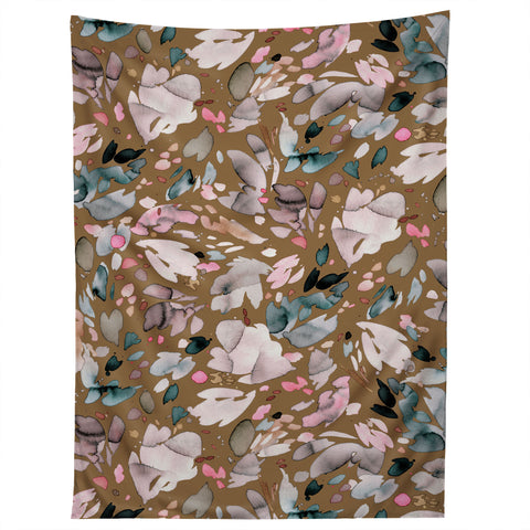 Ninola Design Abstract texture floral Gold Tapestry