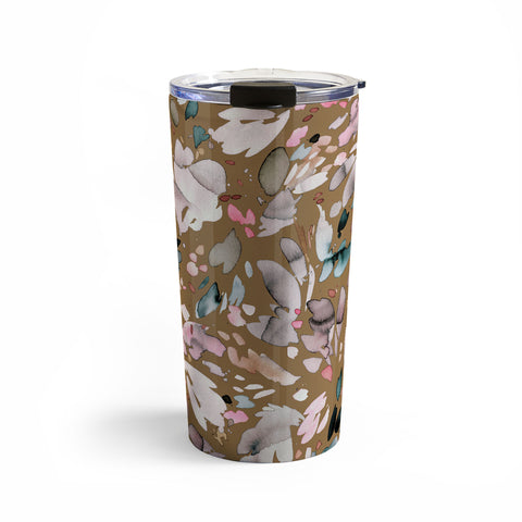 Ninola Design Abstract texture floral Gold Travel Mug