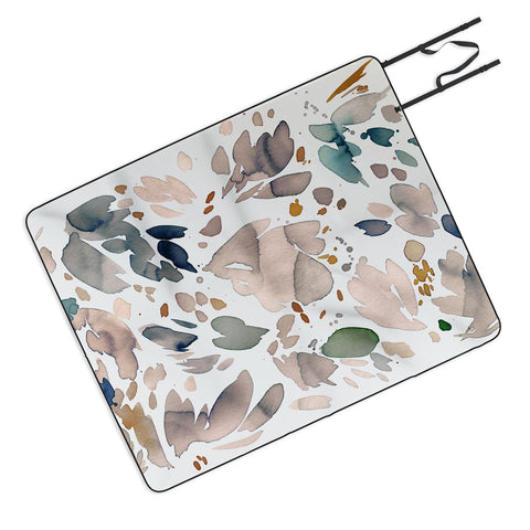 Ninola Design Abstract texture floral Gold Picnic Blanket