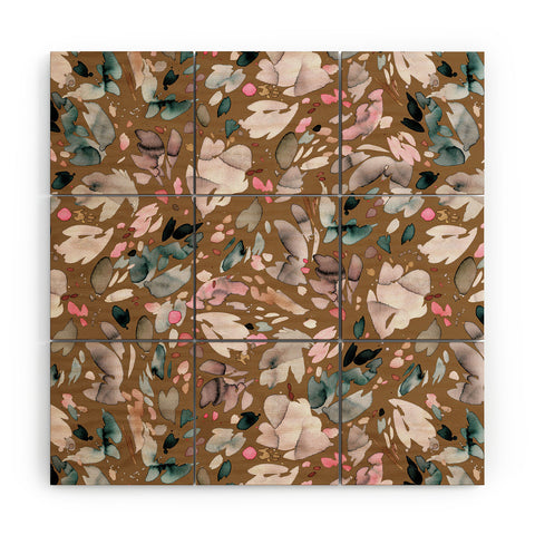 Ninola Design Abstract texture floral Gold Wood Wall Mural