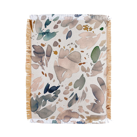 Ninola Design Abstract texture floral Gold Throw Blanket
