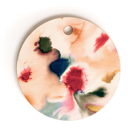 Ninola Design Abstract watercolor Mineral Cutting Board Round