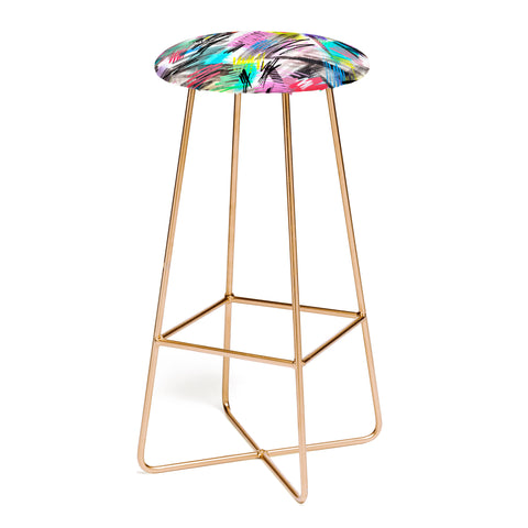 Ninola Design Abstract Wild strokes Primary Colors Bar Stool