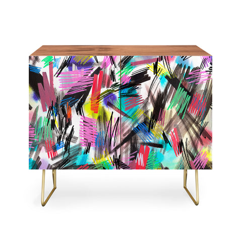 Ninola Design Abstract Wild strokes Primary Colors Credenza