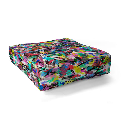 Ninola Design Abstract Wild strokes Primary Colors Floor Pillow Square