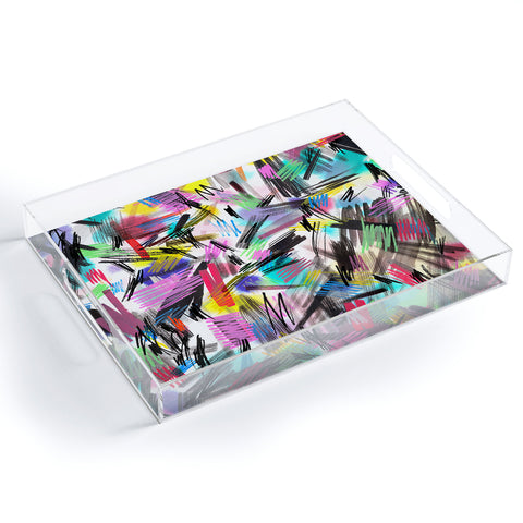Ninola Design Abstract Wild strokes Primary Colors Acrylic Tray