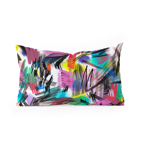 Ninola Design Abstract Wild strokes Primary Colors Oblong Throw Pillow
