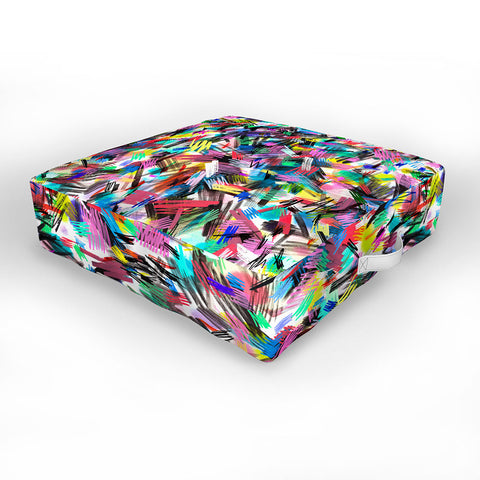 Ninola Design Abstract Wild strokes Primary Colors Outdoor Floor Cushion