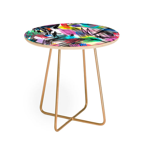 Ninola Design Abstract Wild strokes Primary Colors Round Side Table