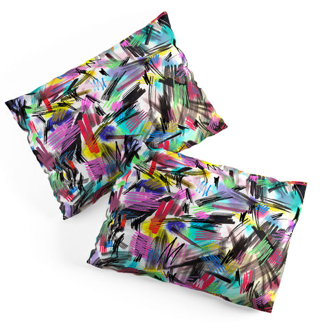Ninola Design Abstract Wild strokes Primary Colors Pillow Shams