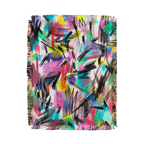 Ninola Design Abstract Wild strokes Primary Colors Throw Blanket