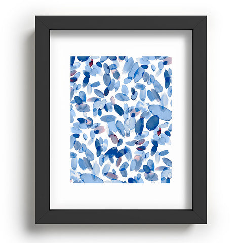 Ninola Design Abstract wintery petals blue Recessed Framing Rectangle