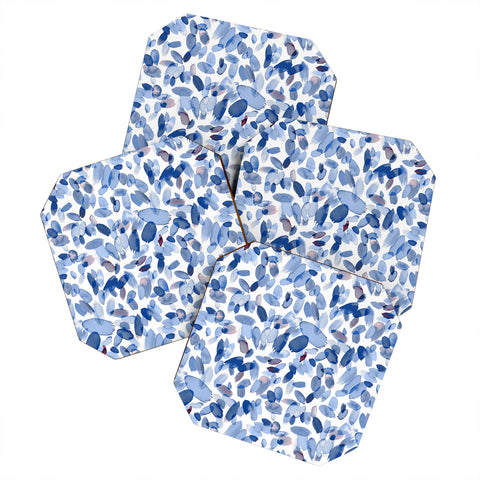 Ninola Design Abstract wintery petals blue Coaster Set