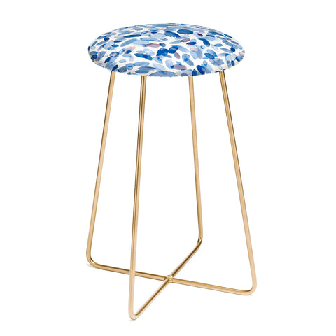 Ninola Design Abstract wintery petals blue Counter Stool