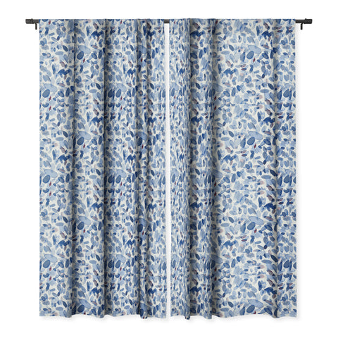 Ninola Design Abstract wintery petals blue Blackout Window Curtain