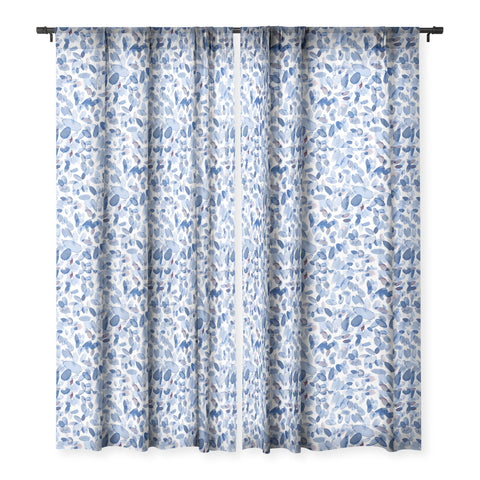Ninola Design Abstract wintery petals blue Sheer Window Curtain