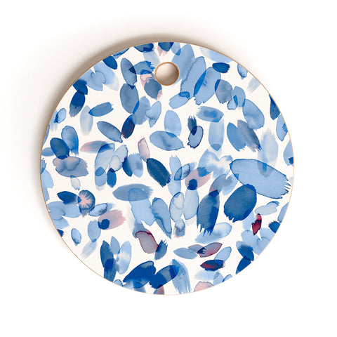 Ninola Design Abstract wintery petals blue Cutting Board Round