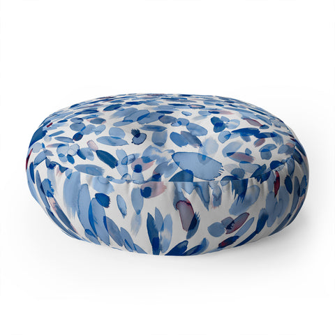 Ninola Design Abstract wintery petals blue Floor Pillow Round