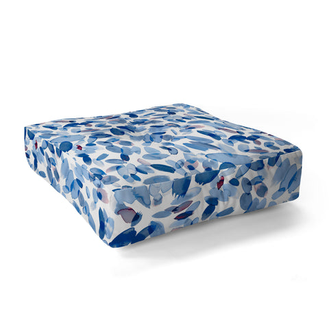 Ninola Design Abstract wintery petals blue Floor Pillow Square