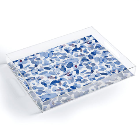 Ninola Design Abstract wintery petals blue Acrylic Tray