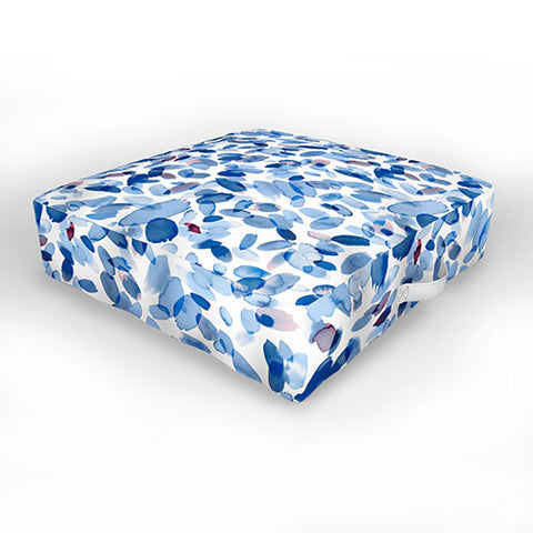 Ninola Design Abstract wintery petals blue Outdoor Floor Cushion