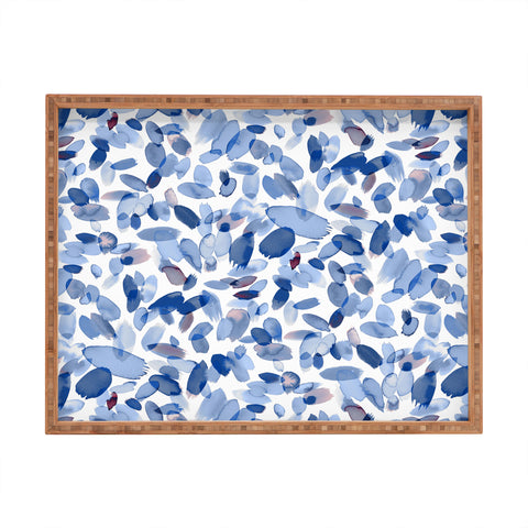 Ninola Design Abstract wintery petals blue Rectangular Tray