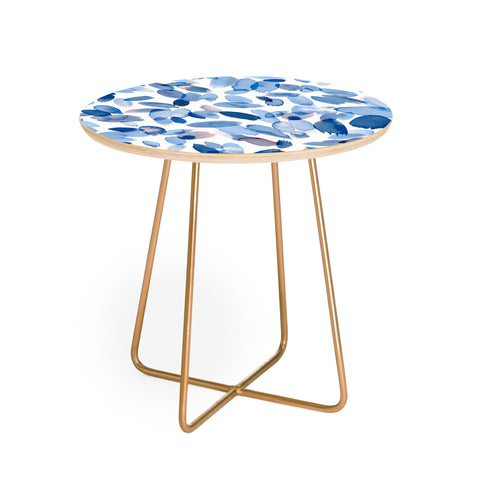 Ninola Design Abstract wintery petals blue Round Side Table