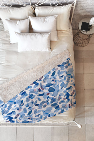 Ninola Design Abstract wintery petals blue Fleece Throw Blanket
