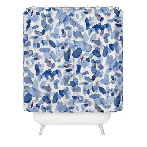 Ninola Design Abstract wintery petals blue Shower Curtain