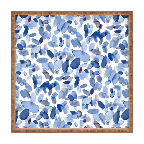 Ninola Design Abstract wintery petals blue Square Tray