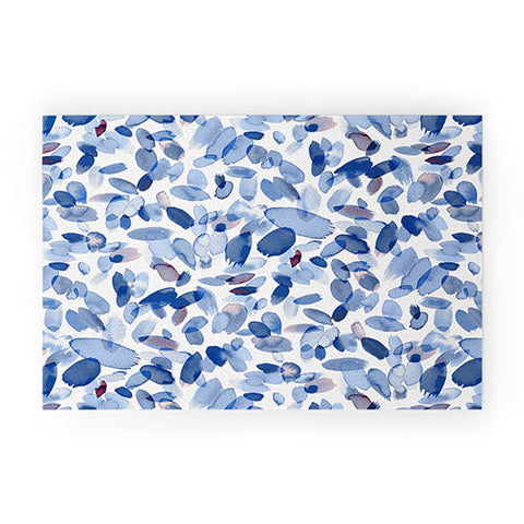 Ninola Design Abstract wintery petals blue Welcome Mat
