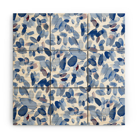 Ninola Design Abstract wintery petals blue Wood Wall Mural