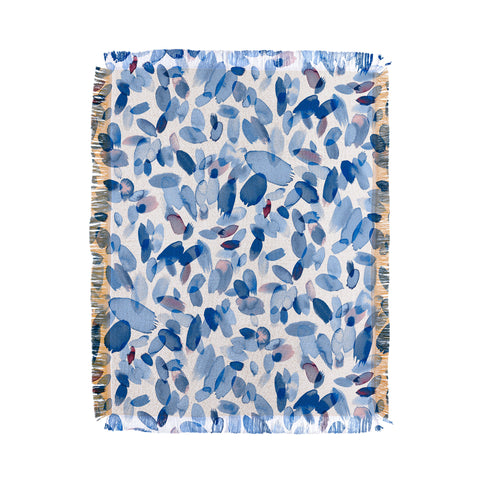 Ninola Design Abstract wintery petals blue Throw Blanket