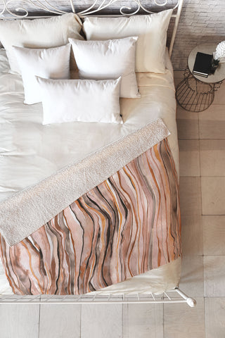 Ninola Design Agate Watercolor Terracota Fleece Throw Blanket