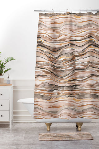 Ninola Design Agate Watercolor Terracota Shower Curtain And Mat