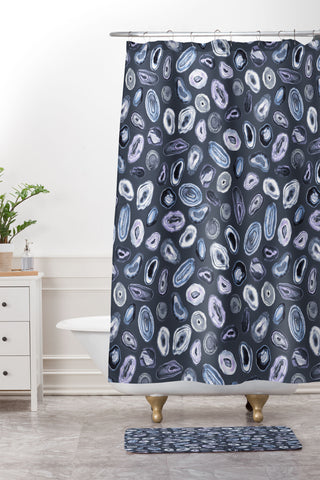 Ninola Design Agathe slices Blue Shower Curtain And Mat