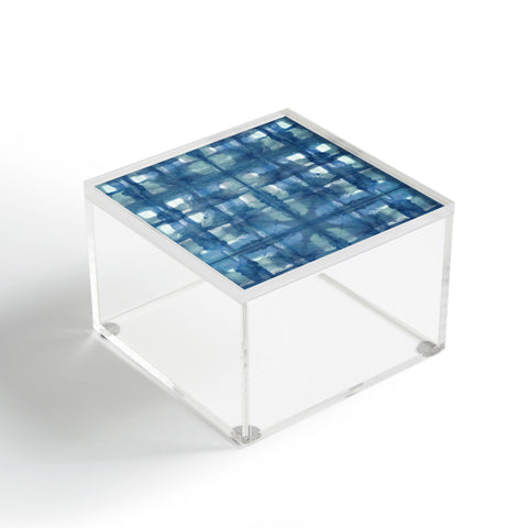 Ninola Design Aqua Shibori Plaids Acrylic Box