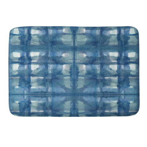 Ninola Design Aqua Shibori Plaids Memory Foam Bath Mat