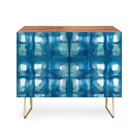 Ninola Design Aqua Shibori Plaids Credenza