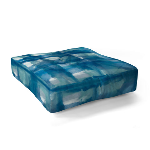Ninola Design Aqua Shibori Plaids Floor Pillow Square