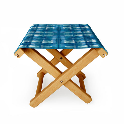 Ninola Design Aqua Shibori Plaids Folding Stool
