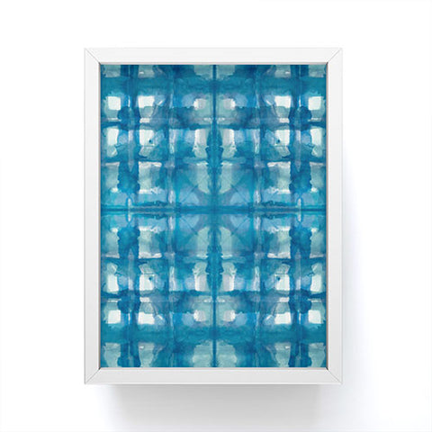 Ninola Design Aqua Shibori Plaids Framed Mini Art Print